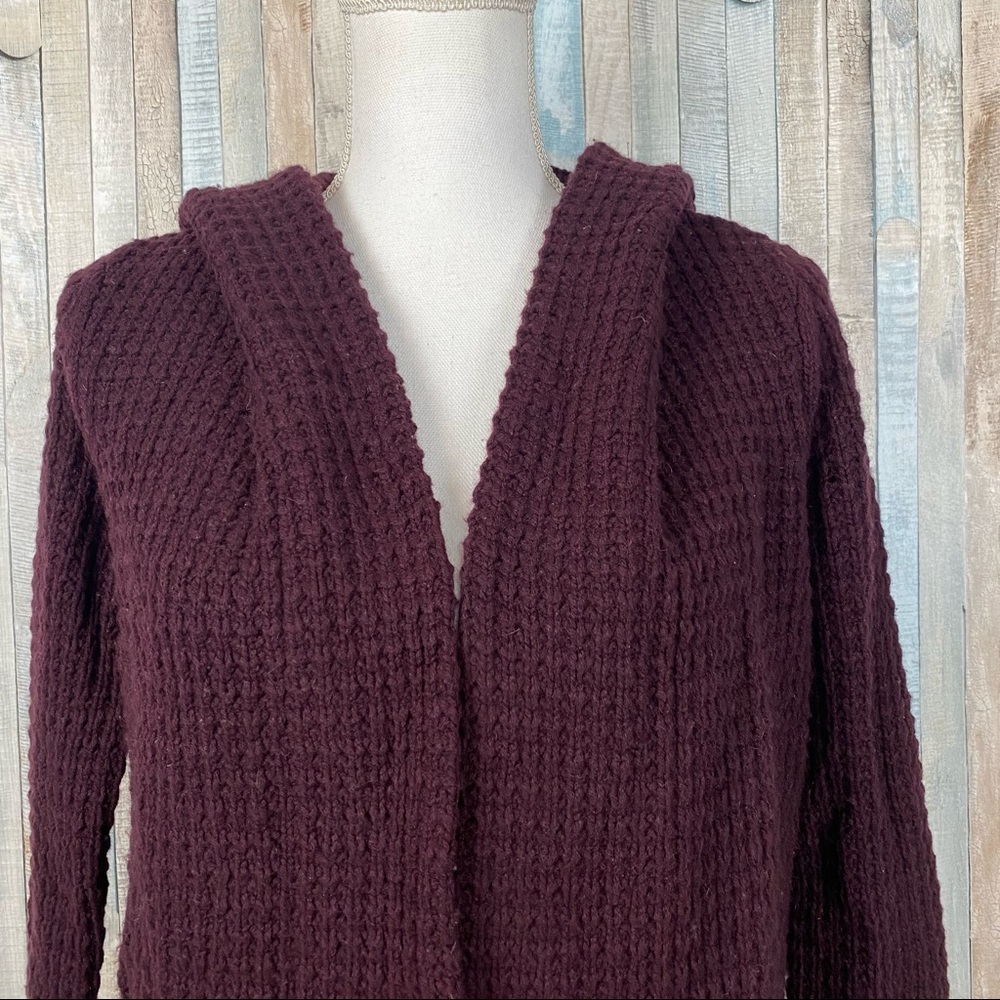 Vince XS Wool Cashmere Waffle Knit Sofia Hooded Cardigan Duster Sweater $550 - Picture 4 of 9